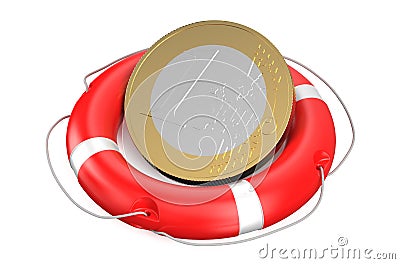 Euro on lifebuoy Stock Photo