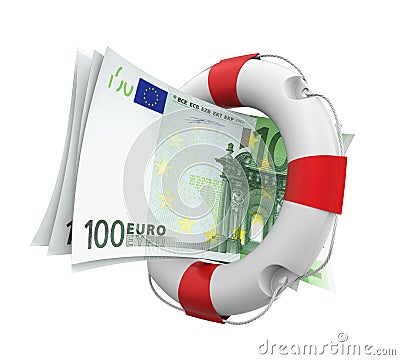 Euro and Lifebuoy Isolated Stock Photo