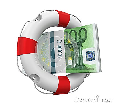 Euro and Lifebuoy Isolated Stock Photo