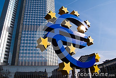 EURO logo in Frankfurt am Main Stock Photo