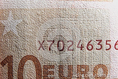 10 euro macro with serial number (detail) and copyspace Stock Photo