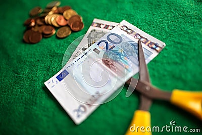 Euro money budget cuts Stock Photo