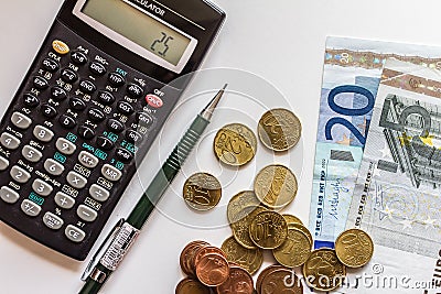 Euro money budget cuts Stock Photo