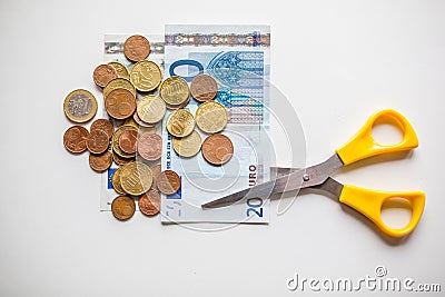 Euro money budget cuts Stock Photo