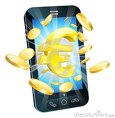 Euro money phone concept Vector Illustration