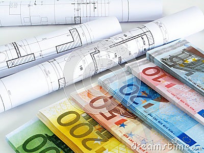 EURO money and plans Stock Photo