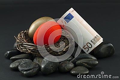 Euro Nest Eggs Troubled Stock Photo