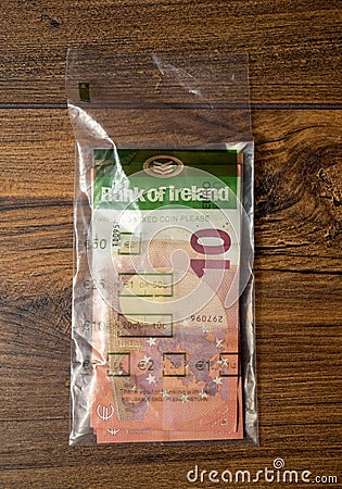 Euro notes in a money bag Editorial Stock Photo