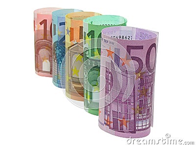 Euro notes in a row Stock Photo