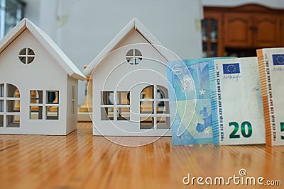 euro notes to buy homes Stock Photo