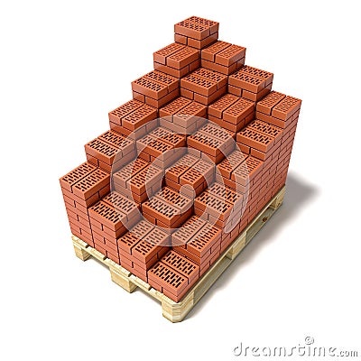 Euro pallet and cascade arranged ceramic bricks Cartoon Illustration