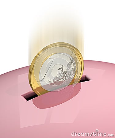 Euro in Piggy Bank Stock Photo