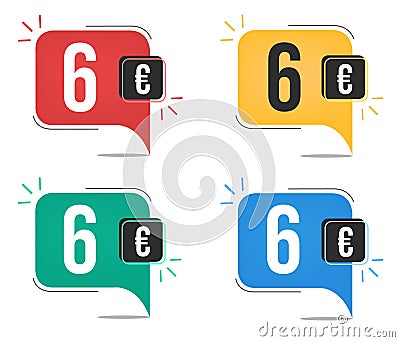 6 euro price. Vector Illustration