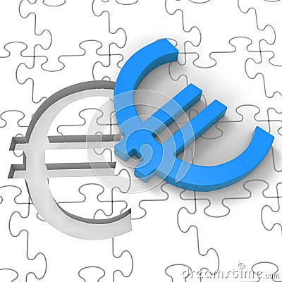 Euro Puzzle Showing Europe Finances Stock Photo