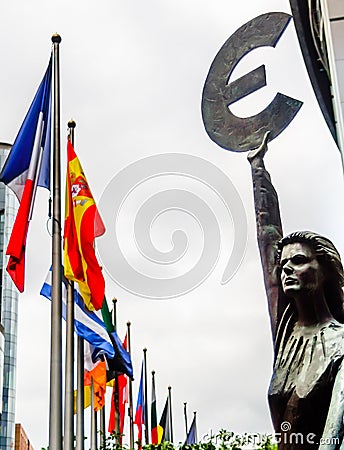 Euro sculpture in Brussels - Belgium Stock Photo