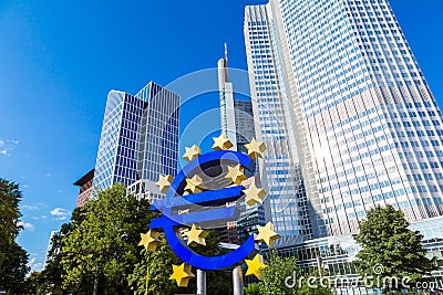 Euro sign in Frankfurt Editorial Stock Photo