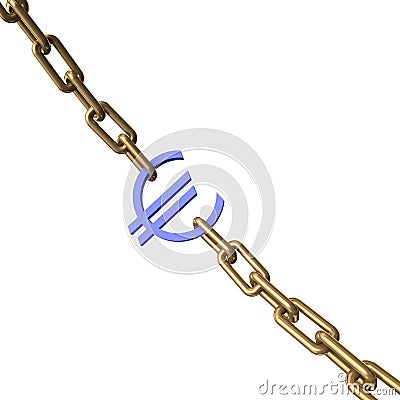 Euro sign on a Gold chain. Stock Photo