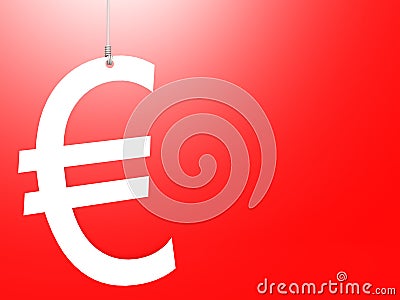 Euro sign hang with red background Stock Photo