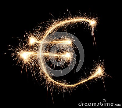 Euro sign sparkler Stock Photo