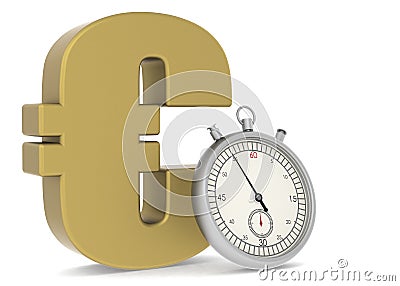 Euro sign with stopwatch isolated Stock Photo