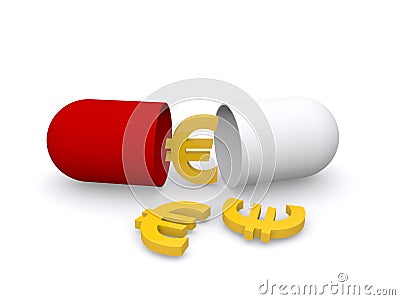 Euro signs in open capsule Stock Photo