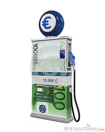 Euro Stack and Gas Pump Nozzle Stock Photo