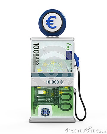 Euro Stack and Gas Pump Nozzle Stock Photo