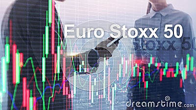 Euro Stoxx 50. STOXX50E. Index Eurozone concept. Stock Photo