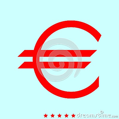 Euro symbol it is color icon . Vector Illustration