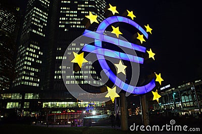 Euro Symbol at the ECB in Frankfurt Editorial Stock Photo