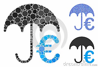 Euro Umbrella Mosaic Icon of Spheric Items Stock Photo