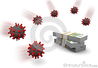 Euro and Virus Stock Photo