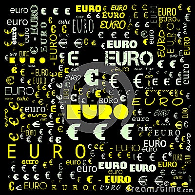 euro word cloud,icon,word cloud use for banner, painting, motivation, web-page, website background, t-shirt & shirt printing, Cartoon Illustration