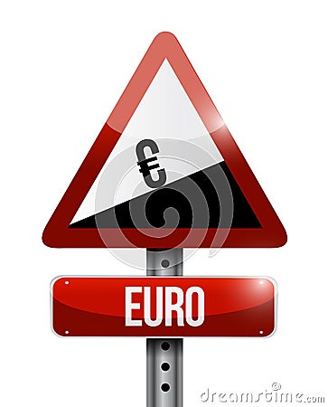 euro yen currency price falling warning sign Stock Photo