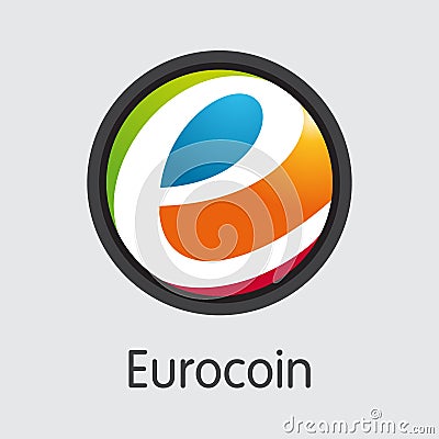 Eurocoin - Cryptographic Currency Colored Logo. Vector Illustration