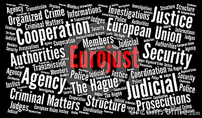 Eurojust word cloud Cartoon Illustration