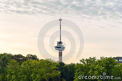 Euromast tower Rotterdam with a restaurant - Depuis Aan de overkant van het water, Netherlands Stock Photo