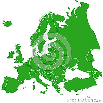 Europa card with borders, Green Stock Photo