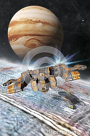 Europa Jupiter Moon Base Stock Photo