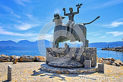 Europa Statue in Agios Nikolaos, Crete, Greece Stock Photo