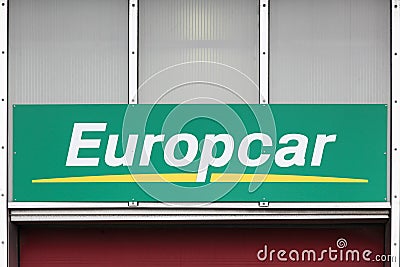 Europcar logo on a wall Editorial Stock Photo