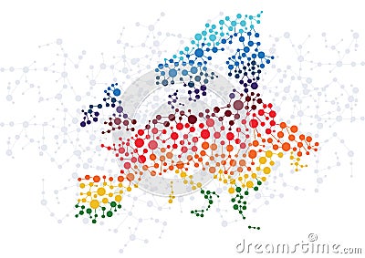 Europe abstract background with dot connection Vector Illustration