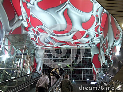 Europe Austria Graz Train Station Surrealism Painting Surreal Mural Dreaming Environment Lobby Entrance Stunning Surrealist Editorial Stock Photo