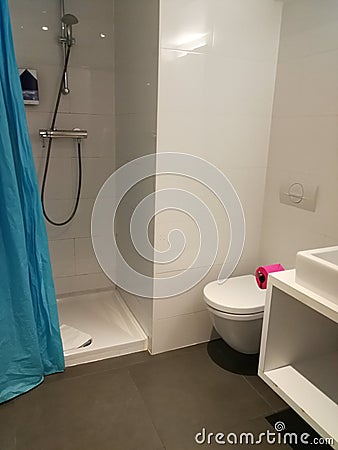 Europe Belgium Brussels Colorful Pantone Hotel Color Chart Colour Wheel Rainbow Colors Bathroom Shower Washroom Toilet Facility Editorial Stock Photo