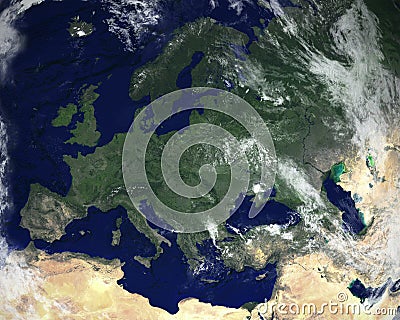 Europe Continent Satellite Space View Stock Photo