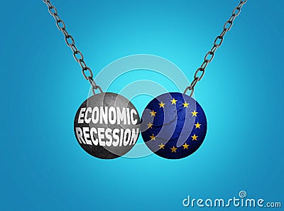 Europe economy recession and declining Cartoon Illustration