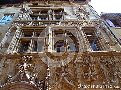 Europe, France, Auvergne Rhone Alpes, Drome, Valence, the house of the heads Stock Photo