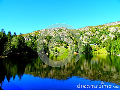 France, Great East, Alsace, Haut Rhin, Forlet lake also called lake of the trouts Stock Photo