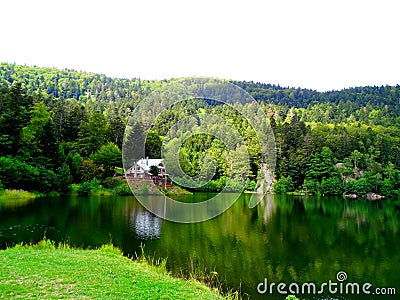 France, Great East, Alsace, mountain lake Stock Photo