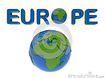 Europe globe concept Cartoon Illustration